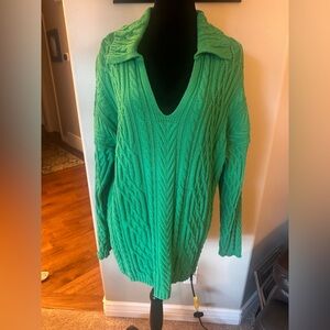 J. Jill Vibrant Green V-Neck Sweater